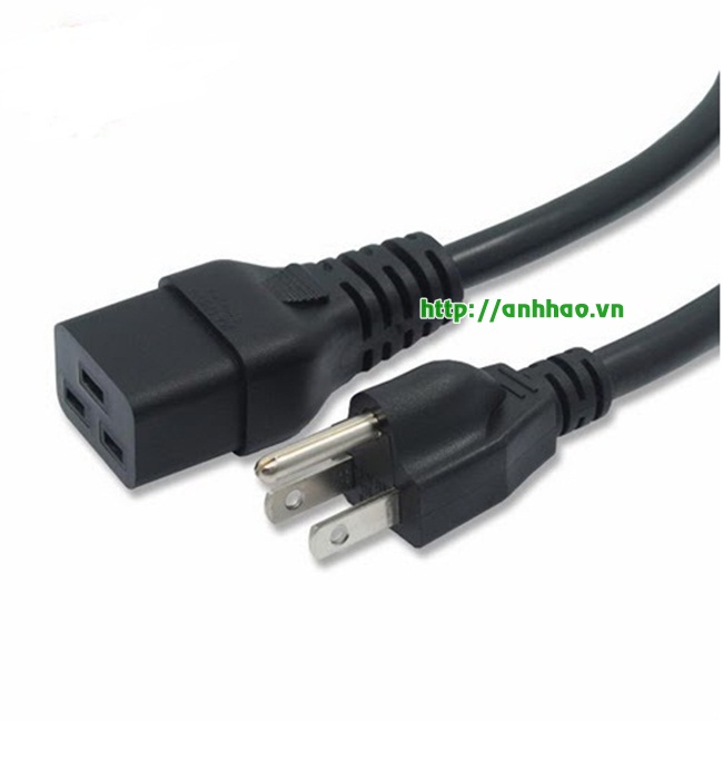 Dây nguồn C19 (3 chân) dài 2.7m tiết diện lõi đồng 3 x 2.5mm2